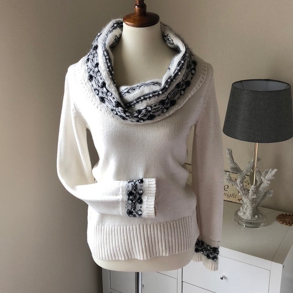 White House Black Market Sweaters - \White House|Black Market\• Embellished Cowl Neck